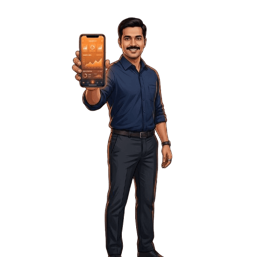 Indian restaurant owner using Aerobill dashboard on phone